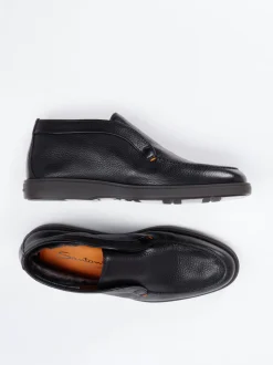 Santoni – Mid-Cut-Slipper aus Hirschleder Schwarz
