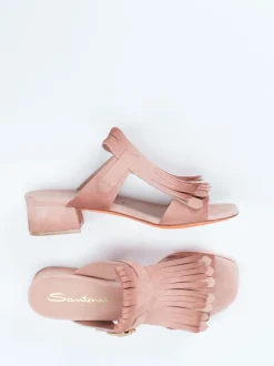 Santoni – Mules aus Veloursleder in Altrosa