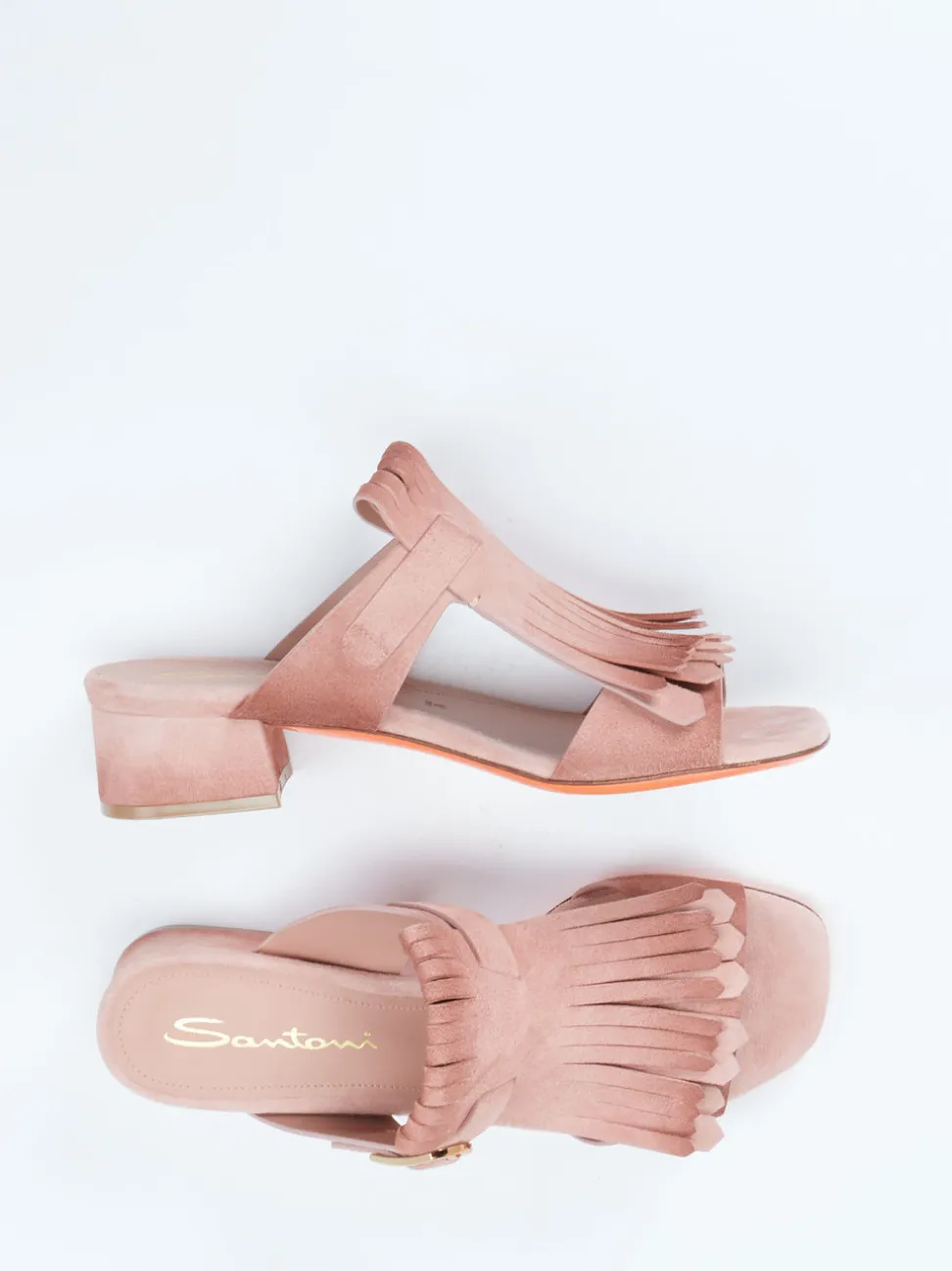 Santoni – Mules aus Veloursleder in Altrosa
