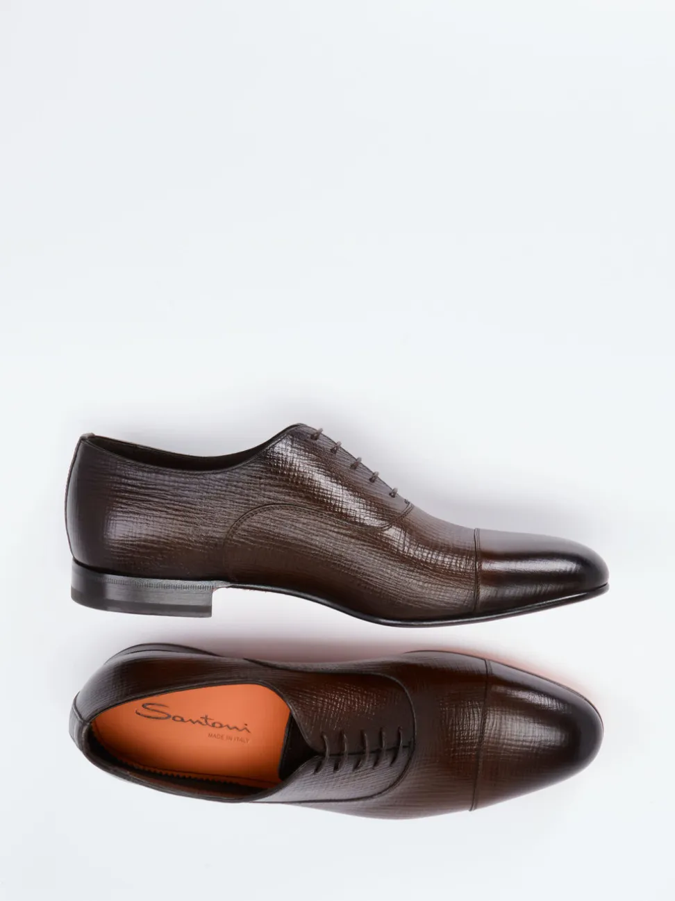 Santoni – Oxford-Schnürschuh aus Kalbleder Dunkelbraun