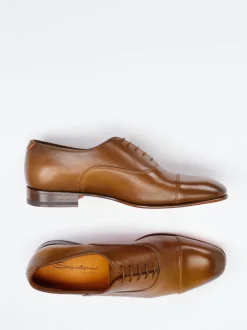 Santoni – Oxford-Schnürschuh aus Kalbleder cognacbraun