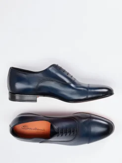 Santoni – Oxford-Schnürschuh aus Kalbleder Nachtblau
