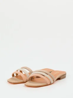 Santoni – Pantolette aus Veloursleder in Naturtönen