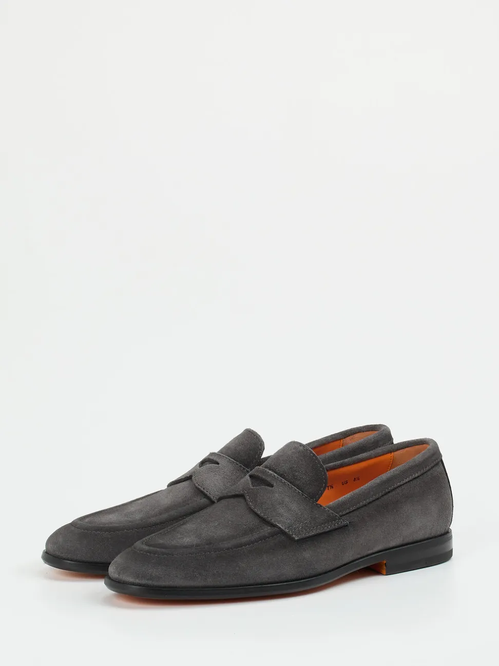 Santoni – Penny Loafer aus Veloursleder Grau