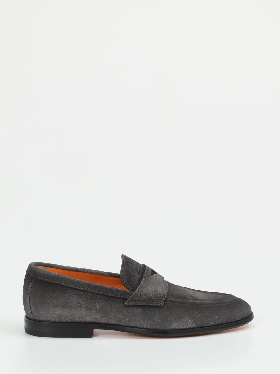 Santoni – Penny Loafer aus Veloursleder Grau