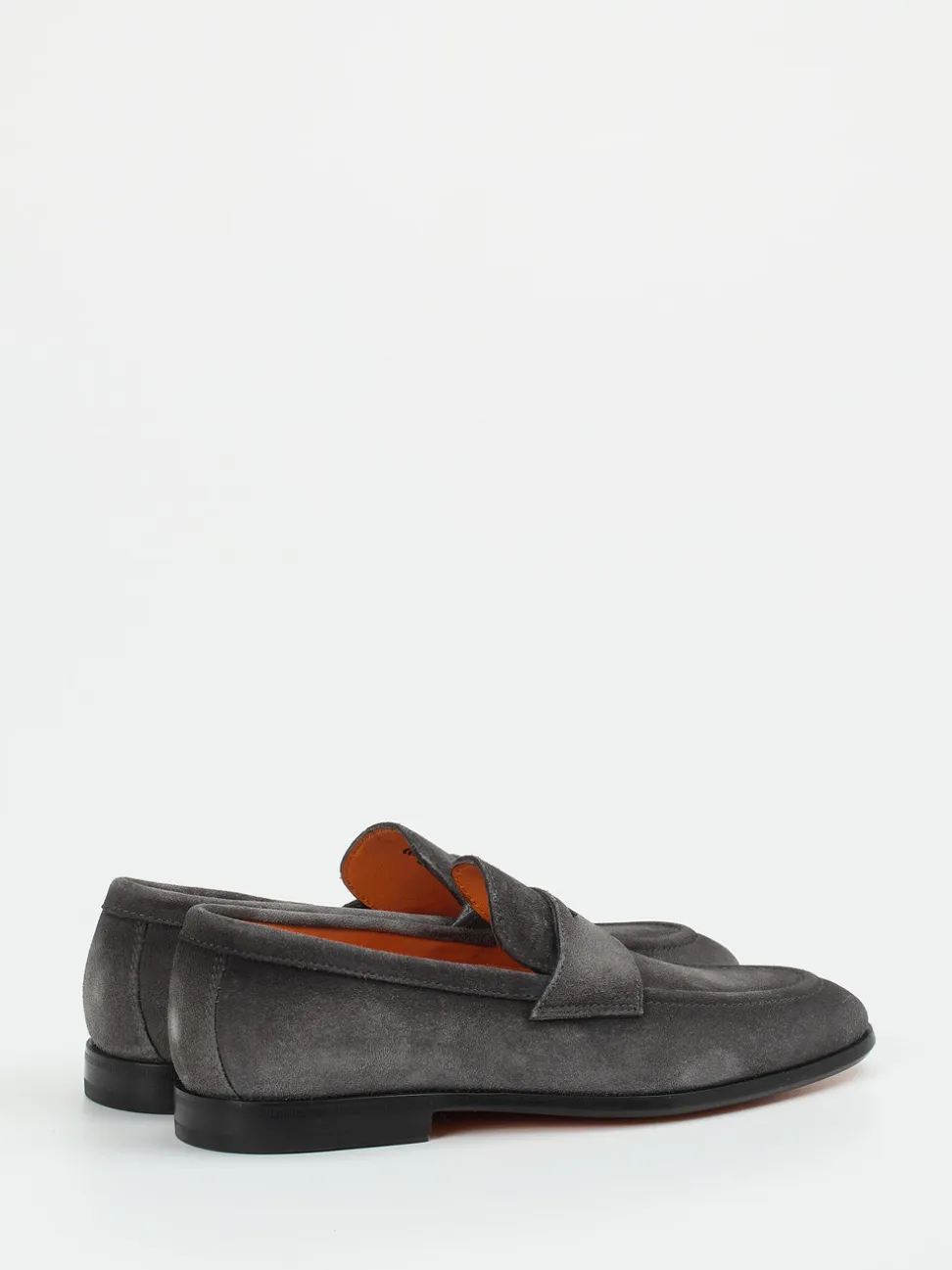 Santoni – Penny Loafer aus Veloursleder Grau