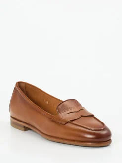 Santoni – Penny Loafer aus Kalbleder cognacbraun