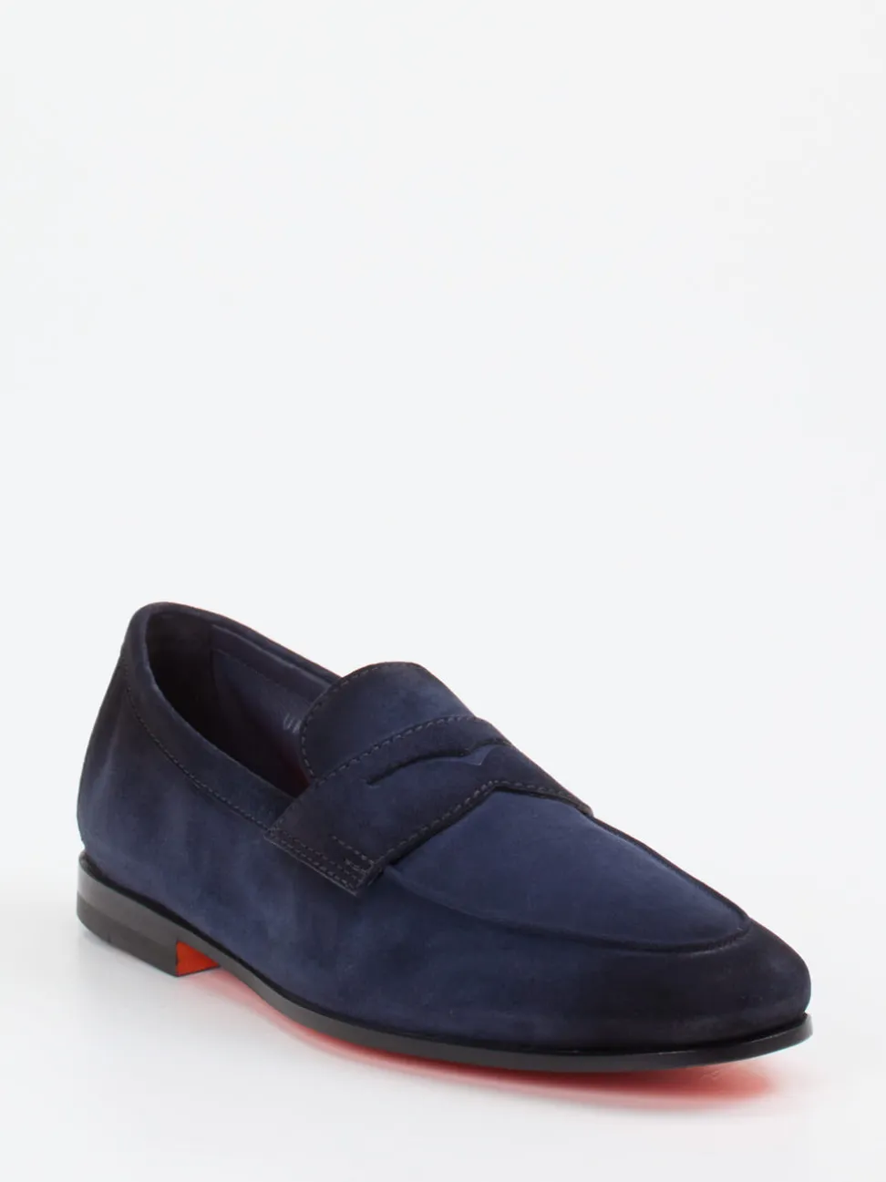 Santoni – Penny Loafer aus Veloursleder Dunkelblau