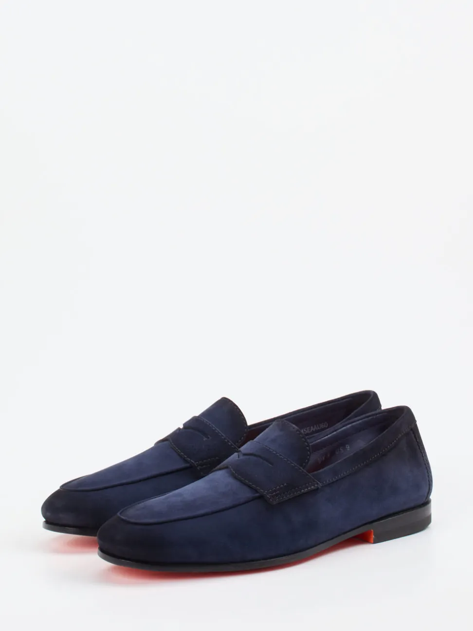 Santoni – Penny Loafer aus Veloursleder Dunkelblau