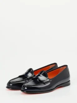 Santoni – Penny Loafer aus Kalbleder in Dunkelblau