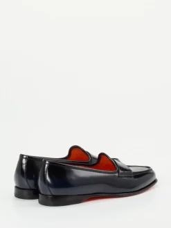 Santoni – Penny Loafer aus Kalbleder in Dunkelblau