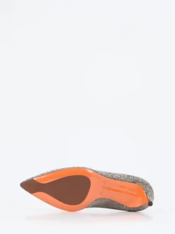 Santoni – Pumps aus Metallic-Textil in Silber