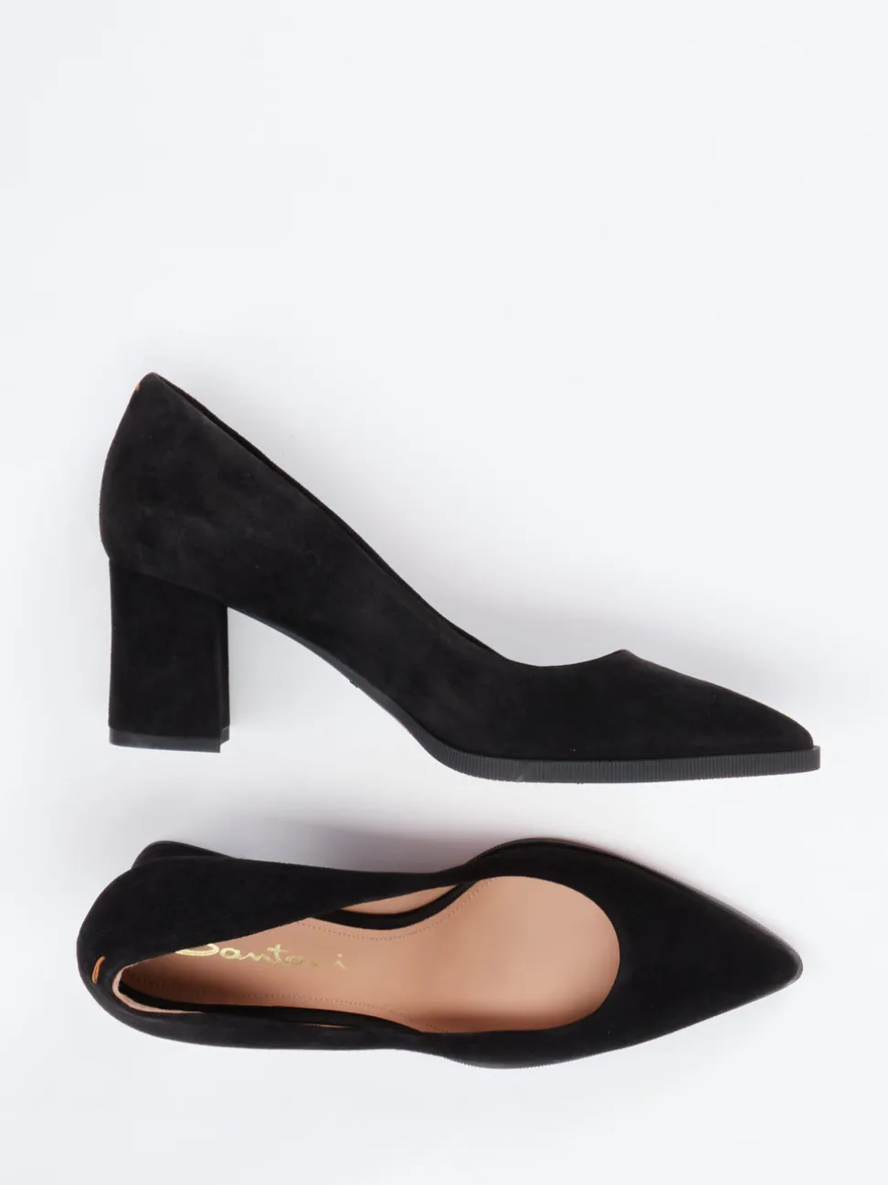 Santoni – Pumps aus Veloursleder schwarz