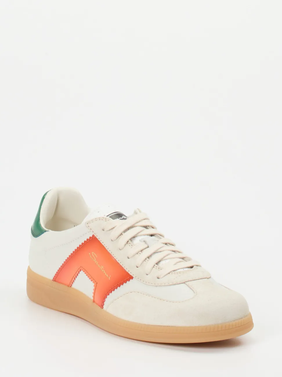 Santoni – Retro-Sneaker aus Kalbleder beige-orange