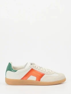 Santoni – Retro-Sneaker aus Kalbleder beige-orange