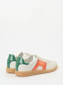 Santoni – Retro-Sneaker aus Kalbleder beige-orange