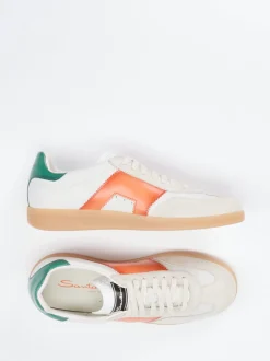 Santoni – Retro-Sneaker aus Kalbleder beige-orange