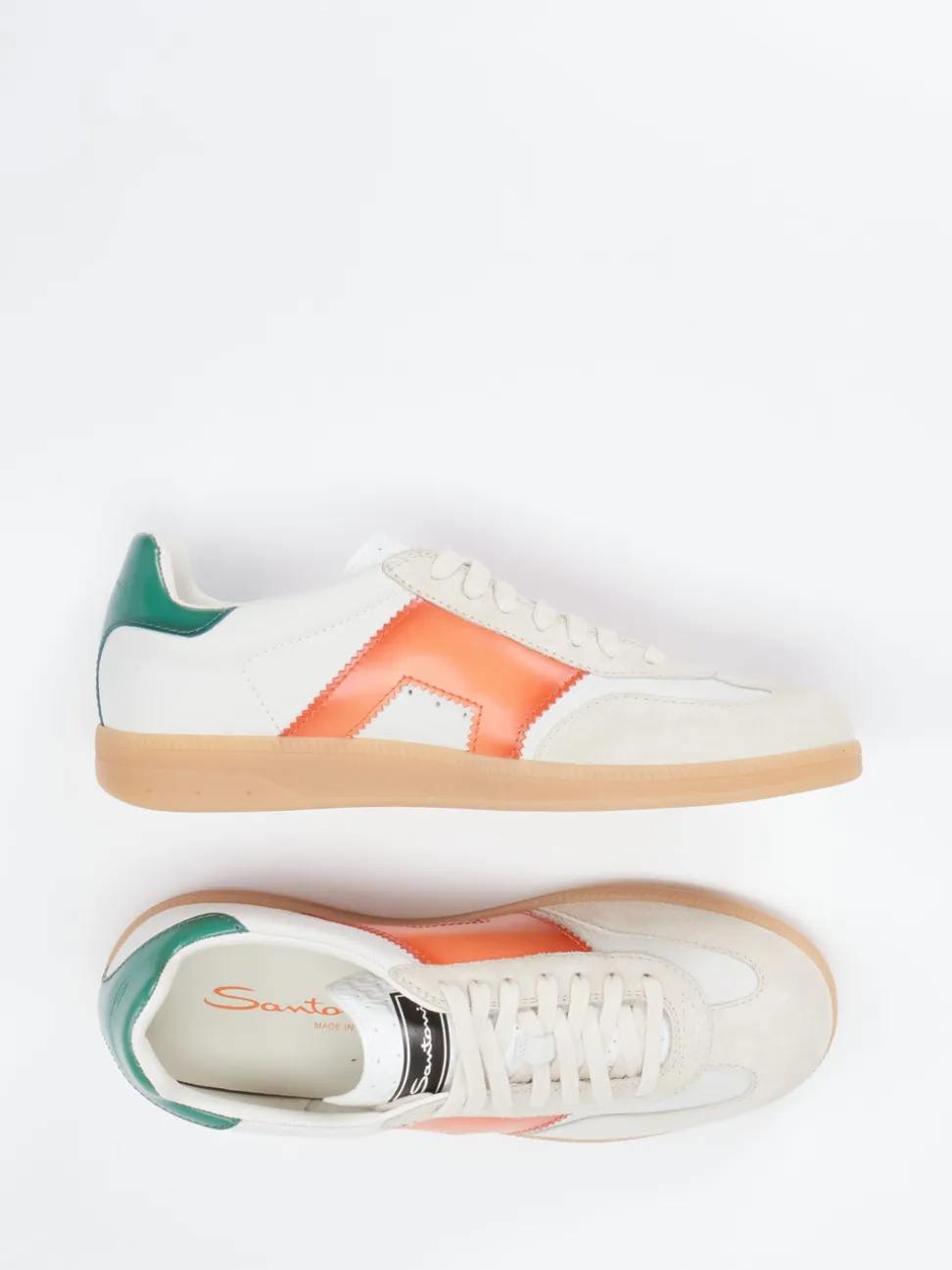 Santoni – Retro-Sneaker aus Kalbleder beige-orange