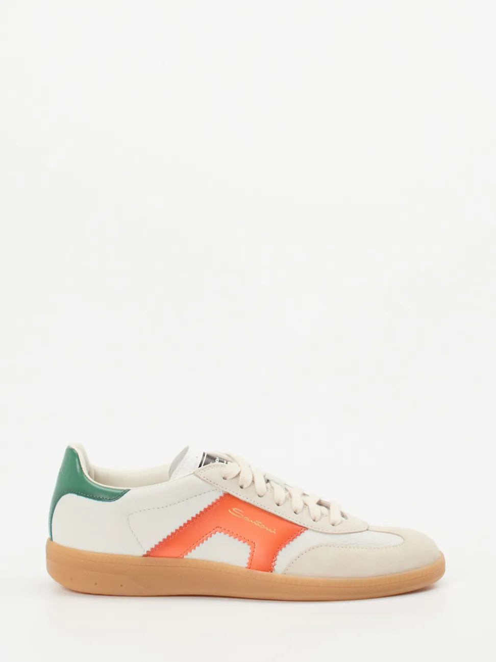 Santoni – Retro-Sneaker aus Veloursleder cremeweiß