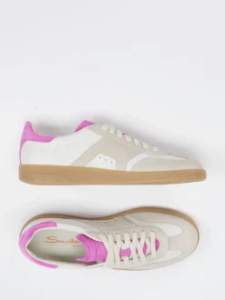 Santoni – Retro-Sneaker aus Leder Beige-Pink