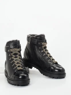 Santoni – Schnürboots aus Hirschleder Schwarz