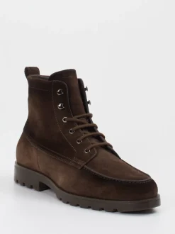 Santoni – Schnürboots aus Veloursleder Dunkelbraun