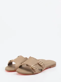 Santoni – Slides aus Kalbleder mit Kontrastsohle