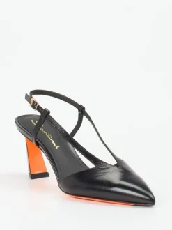 Santoni – Slingback-Pumps aus Kalbleder Schwarz