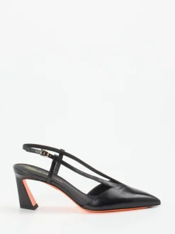 Santoni – Slingback-Pumps aus Kalbleder Schwarz