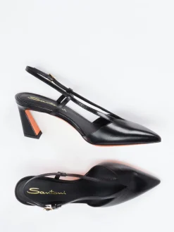 Santoni – Slingback-Pumps aus Kalbleder Schwarz