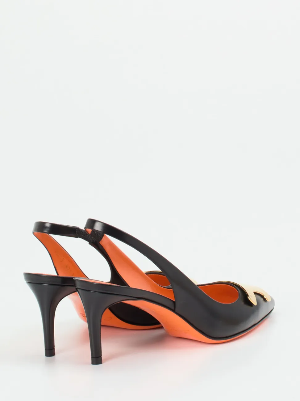 Santoni – Slingback-Pumps aus Kalbleder Schwarz
