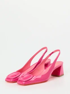 Santoni – Slingback-Pumps aus Lackleder Pink