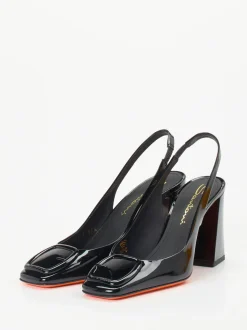 Santoni – Slingback-Pumps aus Lackleder Schwarz