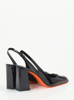 Santoni – Slingback-Pumps aus Lackleder Schwarz