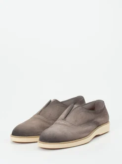 Santoni – Slip-On aus Veloursleder in Grau
