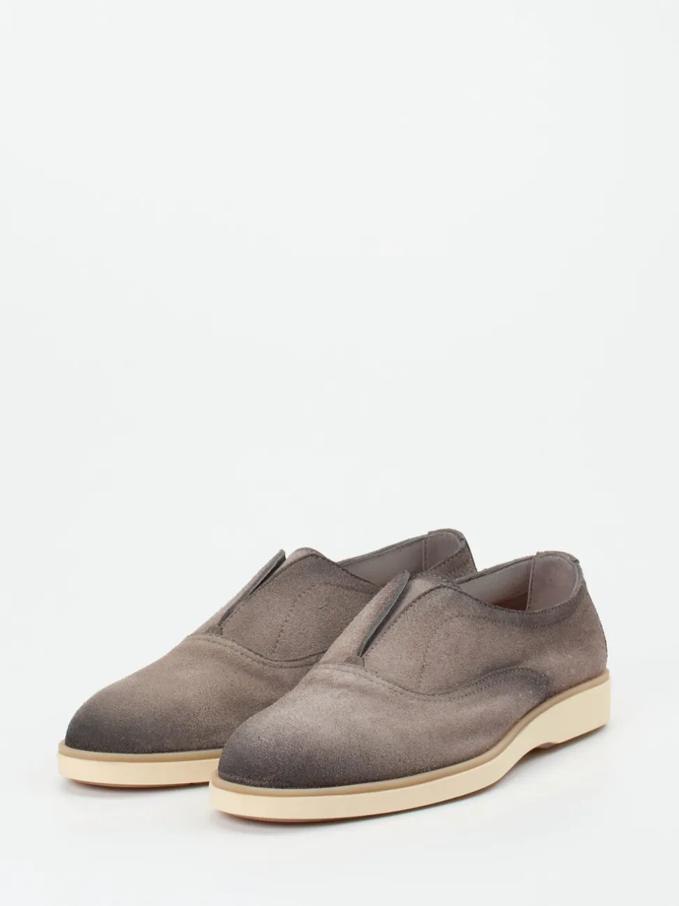 Santoni – Slip-On aus Veloursleder in Grau