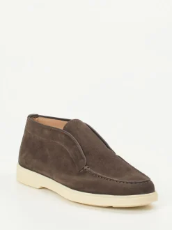 Santoni – Slip-On Mokassins aus Veloursleder Braun