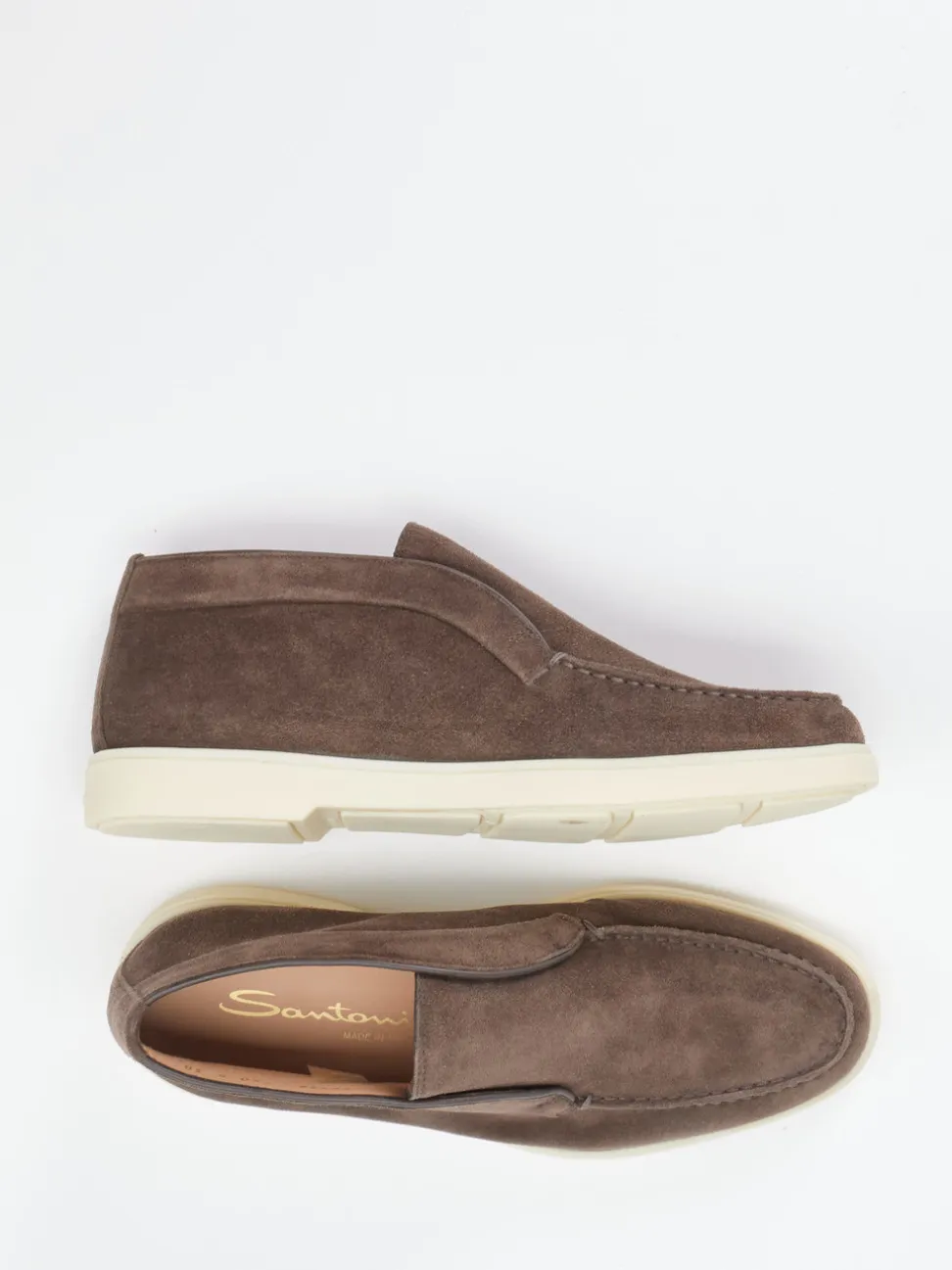 Santoni – Slip-On Mokassins aus Veloursleder Braun