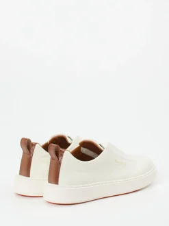 Santoni – Slip-On Sneaker aus Kalbleder cremeweiß