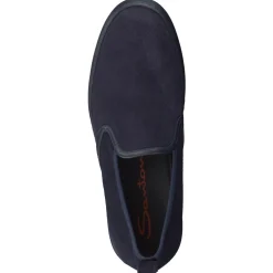 Santoni – Slip-On Sneaker aus Veloursleder Dunkelblau