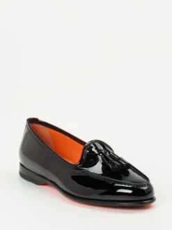 Santoni – Slipper aus Lackleder Schwarz