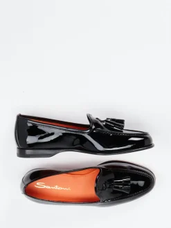 Santoni – Slipper aus Lackleder Schwarz