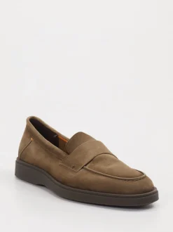 Santoni – Slipper aus Veloursleder in Taupe