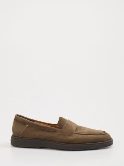 Santoni – Slipper aus Veloursleder in Taupe