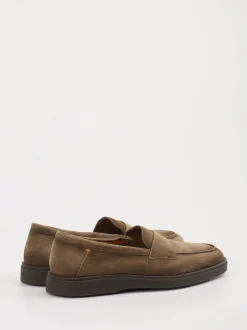 Santoni – Slipper aus Veloursleder in Taupe