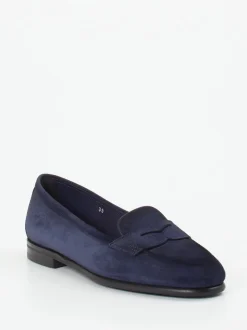 Santoni – Slipper aus Veloursleder Dunkelblau