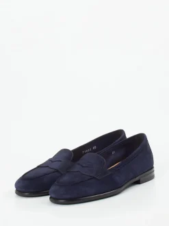 Santoni – Slipper aus Veloursleder Dunkelblau