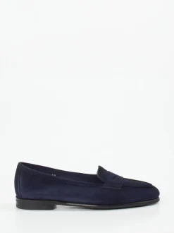Santoni – Slipper aus Veloursleder Dunkelblau
