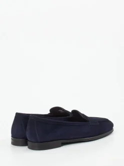 Santoni – Slipper aus Veloursleder Dunkelblau