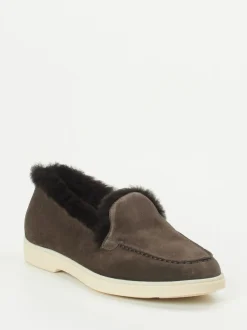 Santoni – Slipper aus Veloursleder dunkelbraun